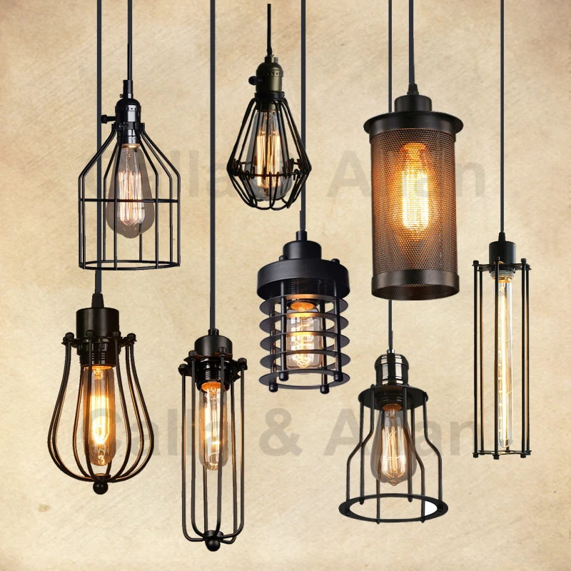 American vintage pendant lights iron black cage hanging bell pendant lamp E27 110V 220V for dinning room home decor planetarium
American vintage pendant lights iron black cage hanging bell pendant lamp E27 110V 220V for dinning room home decor planetarium