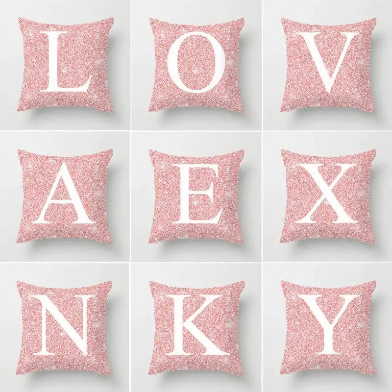 26 English Letters Printing Pillowcase Polyester Pink Glitter Pillow Case Cushion Case Pillow Cover New Year Xmas Cushion Covers
26 English Letters Printing Pillowcase Polyester Pink Glitter Pillow Case Cushion Case Pillow Cover New Year Xmas Cushion Covers
