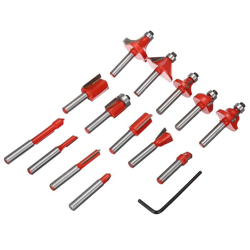 15Pcs/Set 6.35MM Milling Cutter Machine Tools Set Router Bit Carbide Shank Milling Wood Cutters Woodworking Tool
15Pcs/Set 6.35MM Milling Cutter Machine Tools Set Router Bit Carbide Shank Milling Wood Cutters Woodworking Tool