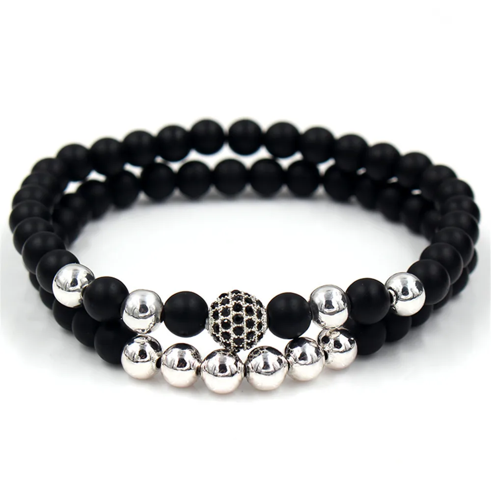 2 PCS Crown Black CZ 6mm Stone Beads Bracelet Homme Men Ball Copper Bracelet Fasion Jewellery
2 PCS Crown Black CZ 6mm Stone Beads Bracelet Homme Men Ball Copper Bracelet Fasion Jewellery