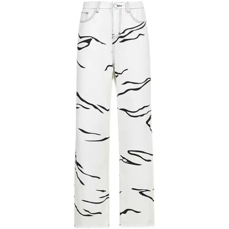 DEAT 2021 New Women Fashion Slim White Patchwork Striped Printing Raw Edge Wide Leg High Waist Jeans Spring And Autumn 7E6269
DEAT 2021 New Women Fashion Slim White Patchwork Striped Printing Raw Edge Wide Leg High Waist Jeans Spring And Autumn 7E6269