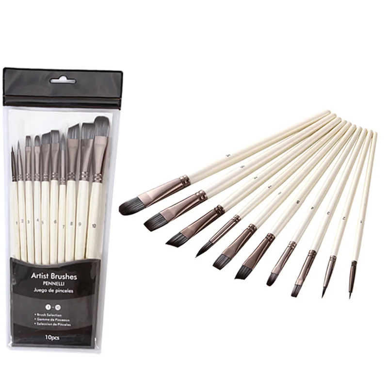 10Pcs Paint Brushes Set for Art Acrylic Gouache Oil Watercolor Artist Canvas Synthetic Nylon Tips
10Pcs Paint Brushes Set for Art Acrylic Gouache Oil Watercolor Artist Canvas Synthetic Nylon Tips