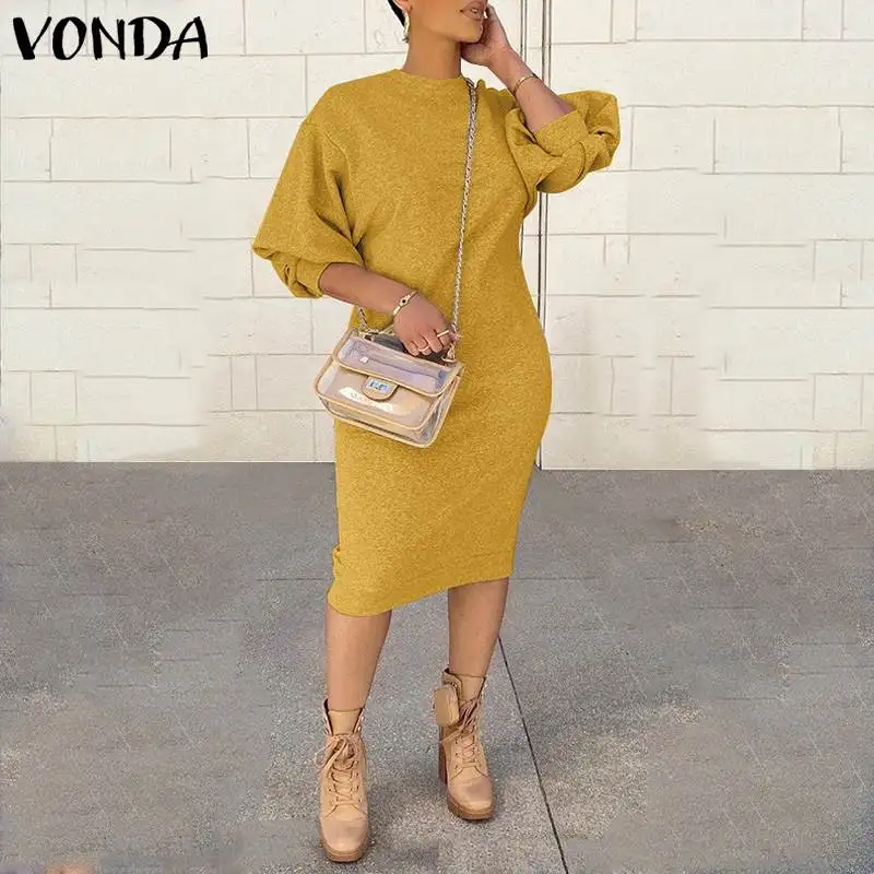 Spring Autumn Mid-Calf Dress 2021 VONDA Casual Long Sleeve Sweatshirt Dress Ladies Office Sundress Crew Collar Bohemian Vestidos
Spring Autumn Mid-Calf Dress 2021 VONDA Casual Long Sleeve Sweatshirt Dress Ladies Office Sundress Crew Collar Bohemian Vestidos