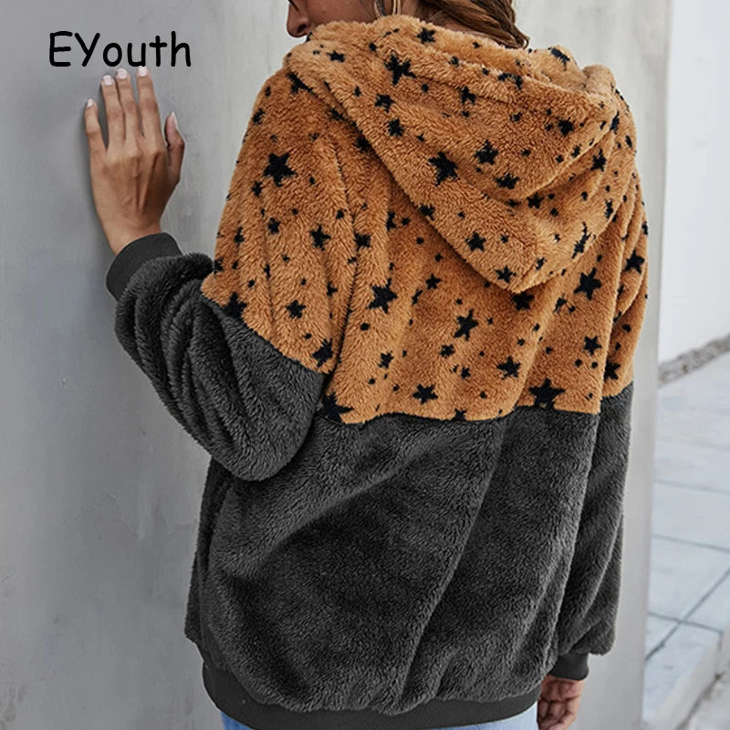 Casual Stitching Hoodies Stars Print Long-sleeved Sweatshirt Plush Thick Warm Loose Tops Hooded Sweatshirts Pullovers Women
Casual Stitching Hoodies Stars Print Long-sleeved Sweatshirt Plush Thick Warm Loose Tops Hooded Sweatshirts Pullovers Women
