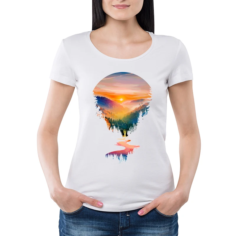 Fashion Summer Sunrise Women T Shirt Landscape Vinyl Record Printed Short Sleeve T-shirt Lady Fantastic Tops Novelty Tees
Fashion Summer Sunrise Women T Shirt Landscape Vinyl Record Printed Short Sleeve T-shirt Lady Fantastic Tops Novelty Tees