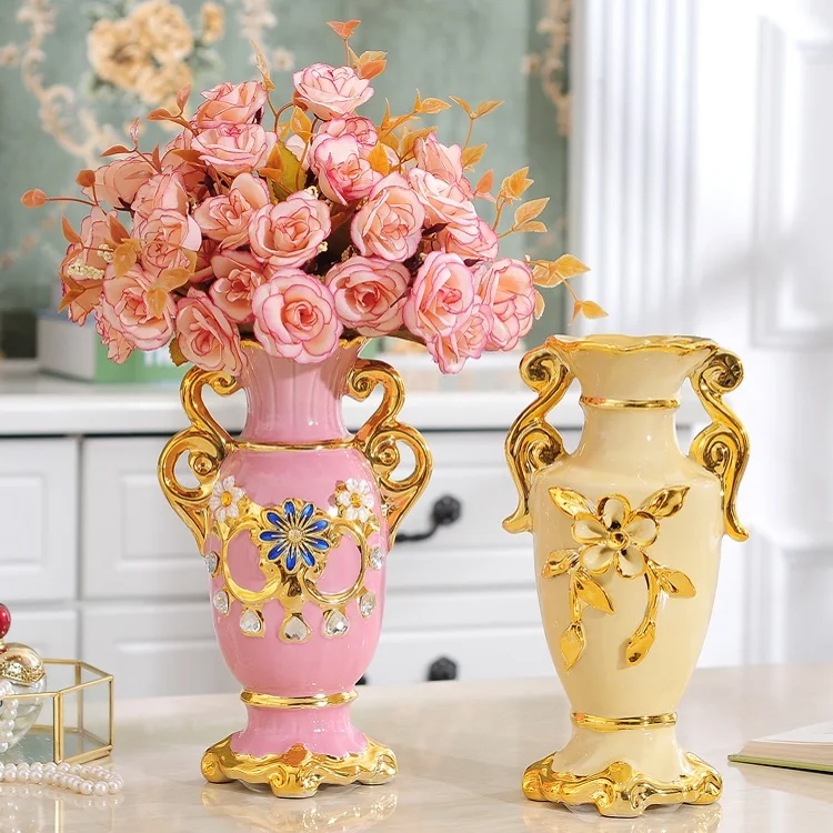 25CM Luxury Europe Gold-plated Ceramic Vase Home Decor Creative Design Porcelain Decorative Flower Vase For Wedding Decoration
25CM Luxury Europe Gold-plated Ceramic Vase Home Decor Creative Design Porcelain Decorative Flower Vase For Wedding Decoration