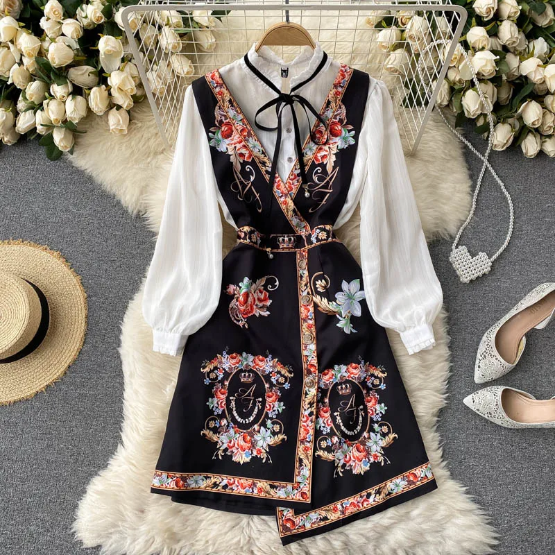 Fashion Women Casual Sets Solid Color Shirt Top and Chic Nationality Prints V-neck Tank Dress One Set TN1766
Fashion Women Casual Sets Solid Color Shirt Top and Chic Nationality Prints V-neck Tank Dress One Set TN1766