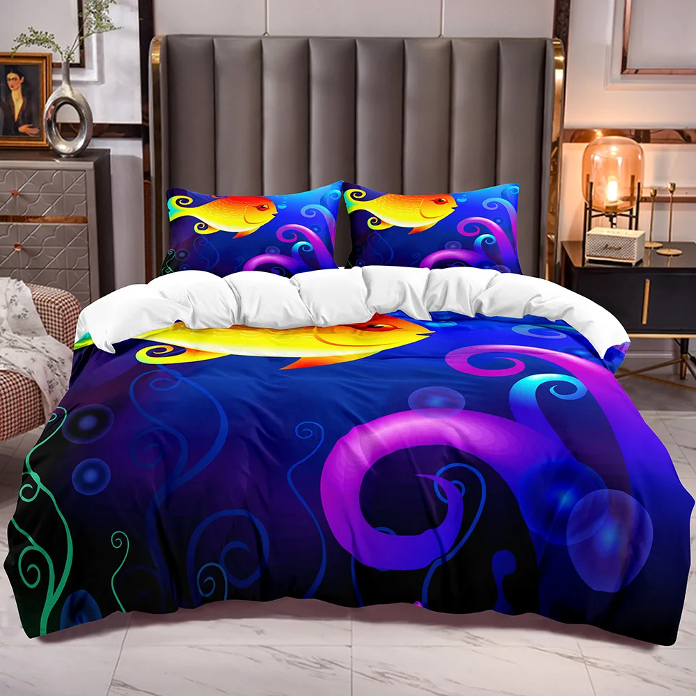 Boys Girls Duvet Cover with Gold Fish Print Blue Ocean Cartoon Pattern Kids Comforter Cover with White Reverse Zipper Closure
Boys Girls Duvet Cover with Gold Fish Print Blue Ocean Cartoon Pattern Kids Comforter Cover with White Reverse Zipper Closure