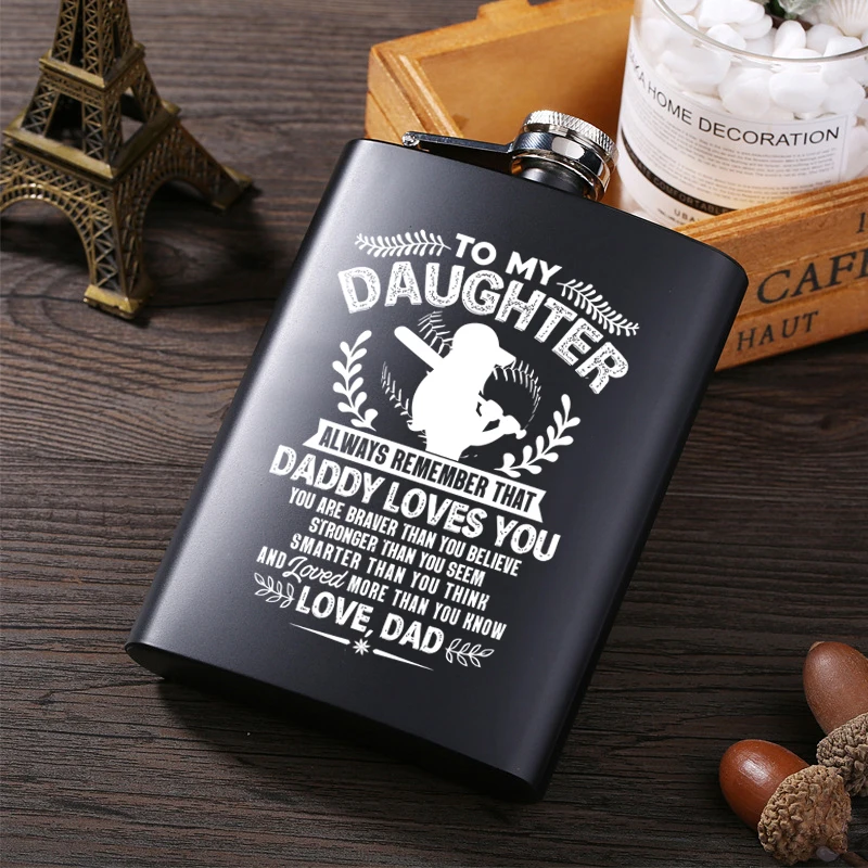 Dad To My Daughter All black Paint Whisky Alcohol Bottle Laser Flagon 304 Stainless Steel Rum Vodka Hip-Flask Accessories
Dad To My Daughter All black Paint Whisky Alcohol Bottle Laser Flagon 304 Stainless Steel Rum Vodka Hip-Flask Accessories