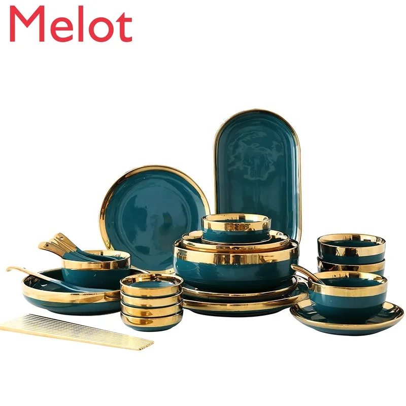 Nordic luxury dark green dinner plate household color glaze dinnerware set ceramic tableware combination set
Nordic luxury dark green dinner plate household color glaze dinnerware set ceramic tableware combination set