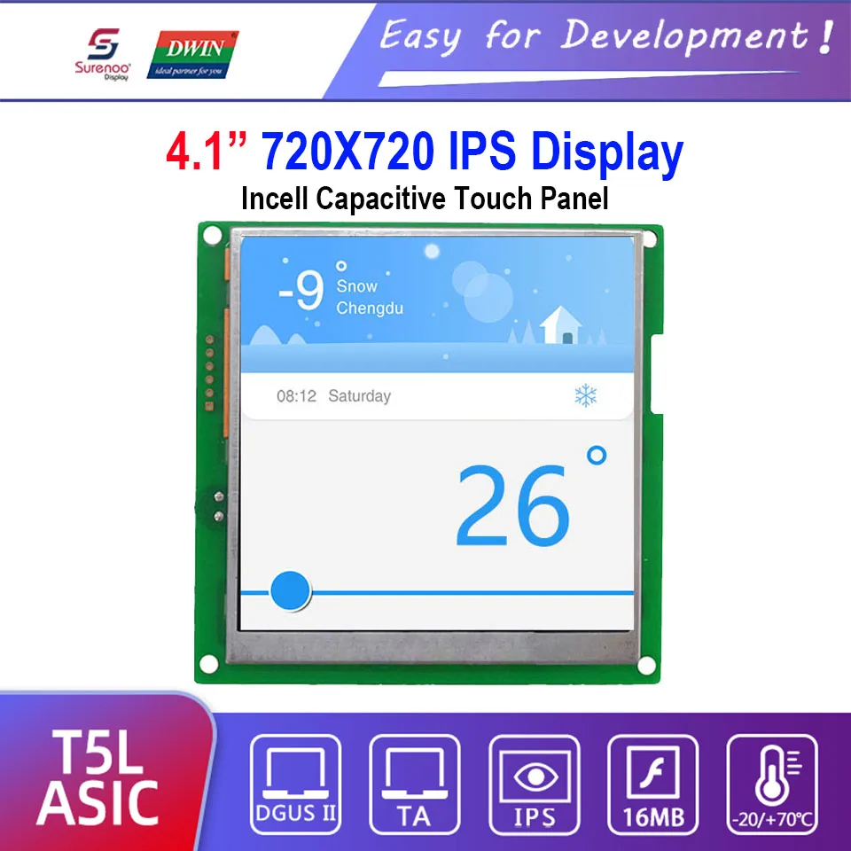 Dwin T5L HMI интеллектуальный дисплей DMG72720C041_03W 4 1 "IPS 720X720 LCD модуль экран Incell
