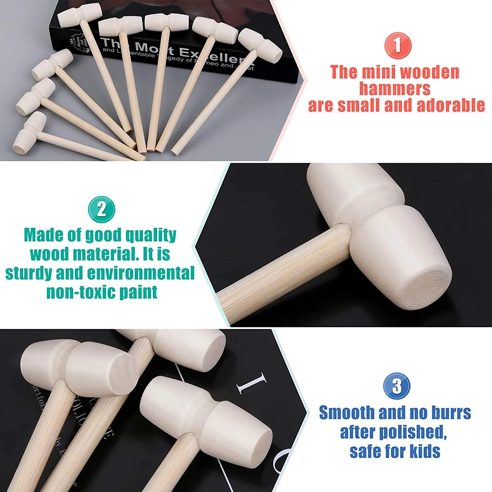 Mini Wooden Hammers for Chocolate for Breakable Chocolate Heart Toy Mallets for Kids Crafts and Party Game Props
Mini Wooden Hammers for Chocolate for Breakable Chocolate Heart Toy Mallets for Kids Crafts and Party Game Props