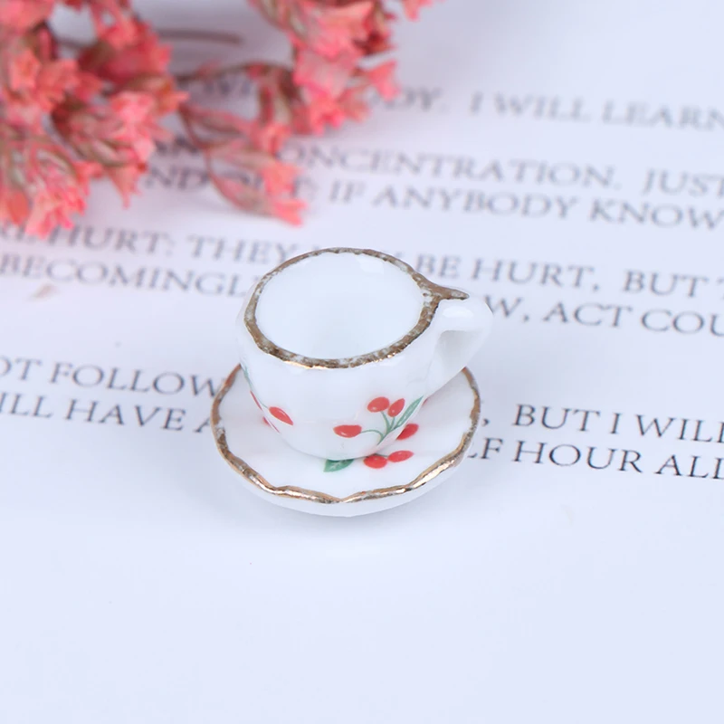 

2 шт. (миниатюрная чайная чашка + миниатюрное чайное блюдцо) 1:12 миниатюрная чайная чашка для кукольного домика чайное блюдцо кофейная чашка к...