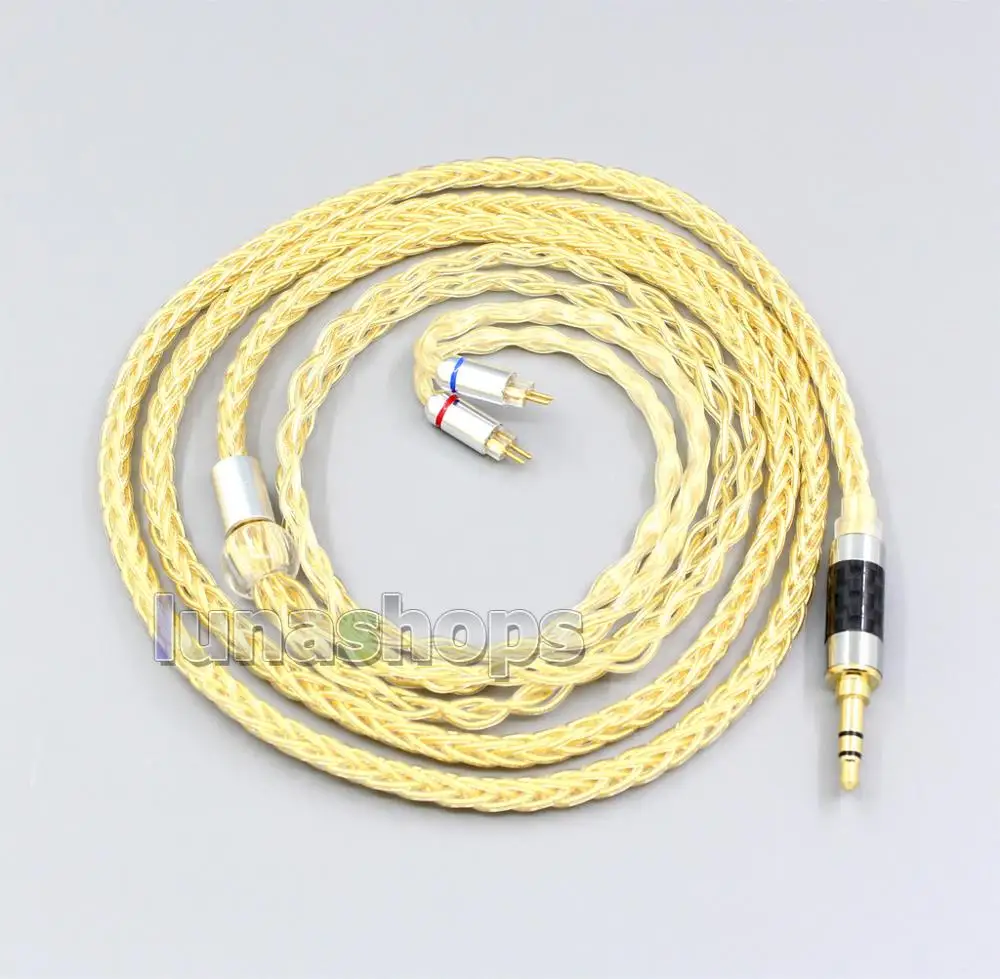 

LN006487 2.5mm 4.4mm 8 Cores 99.99% Pure Silver + Gold Plated Earphone Cable For 0.78mm BA Custom Westone W4r UM3X UM3RC JH13