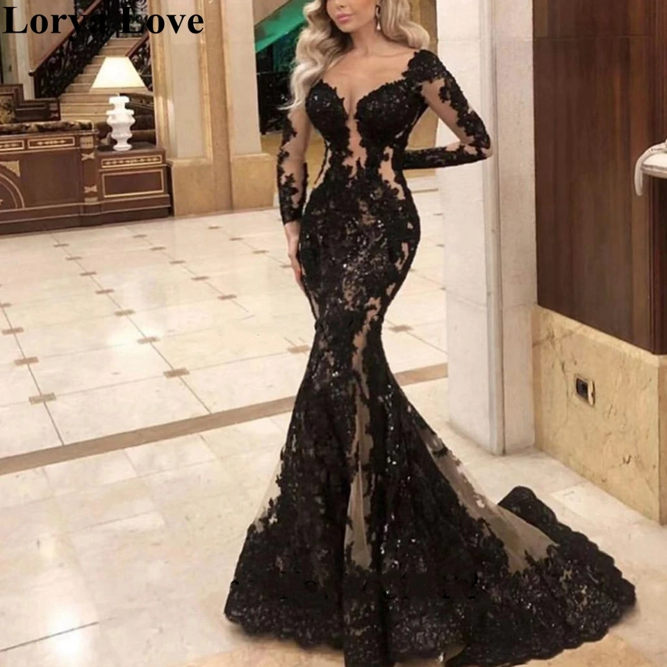 Long Sleeves Sexy Black Evening Dresses 2020 New Party Night Robe De Soiree Elegant V-Neck Long Sleeves Vestidos Prom Lace Gowns
Long Sleeves Sexy Black Evening Dresses 2020 New Party Night Robe De Soiree Elegant V-Neck Long Sleeves Vestidos Prom Lace Gowns