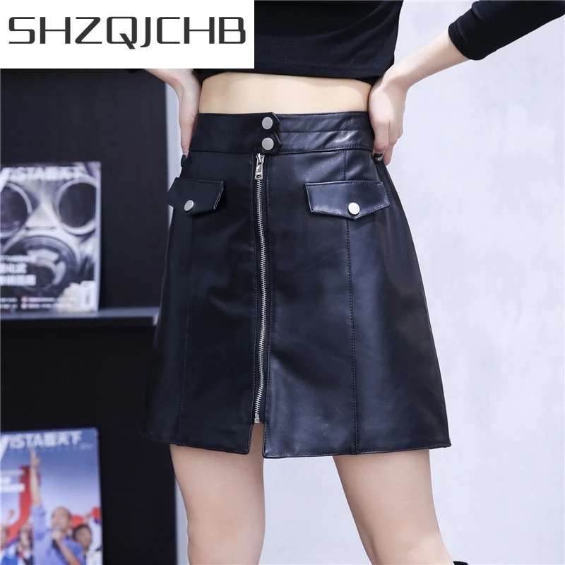 JCHB 2021 Spring High Waist Sheepskin A-Line Skirts Office Lady Solid Genuine Leather Buttons Pockets Zippers Decoration Women W
JCHB 2021 Spring High Waist Sheepskin A-Line Skirts Office Lady Solid Genuine Leather Buttons Pockets Zippers Decoration Women W