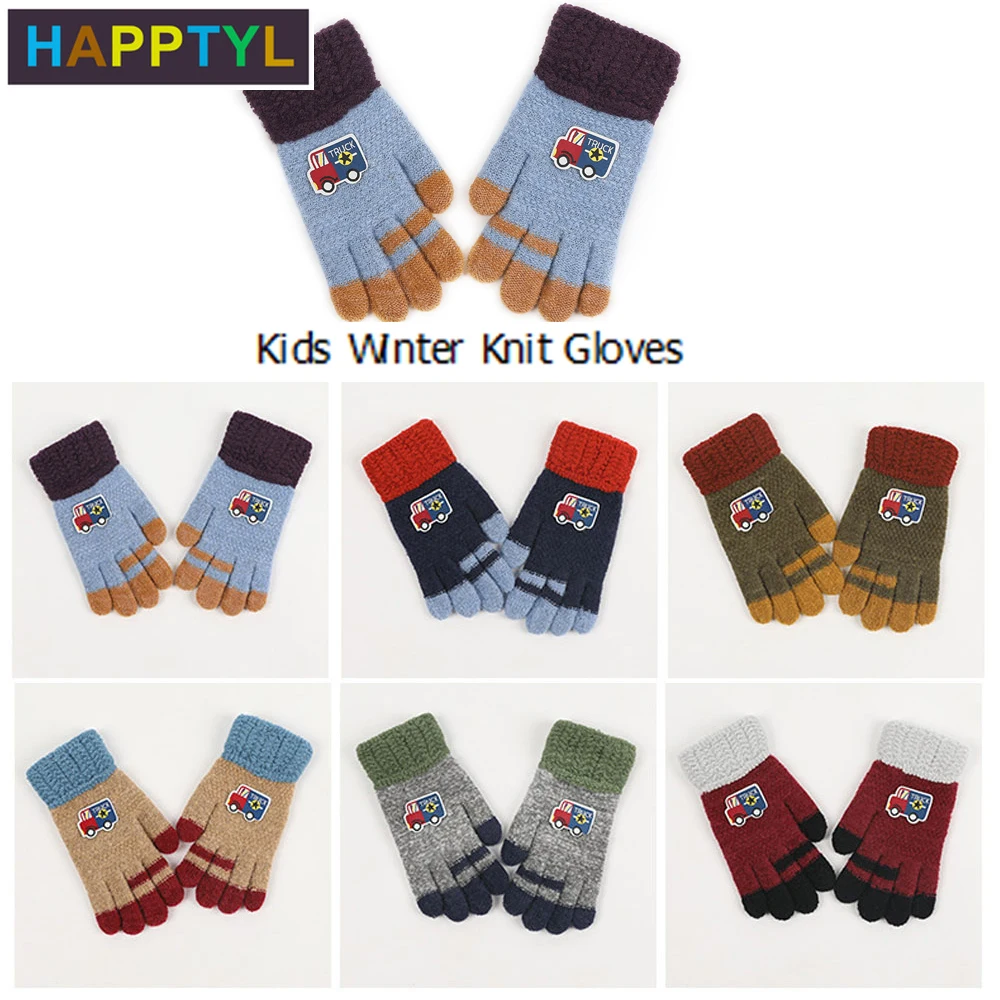HAPPTYL 1 пара Детские Зимние трикотажные перчатки с мультяшным грузовиком перчатки с полным пальцем два узора 
HAPPTYL 1 пара Детские Зимние трикотажные перчатки с мультяшным грузовиком перчатки с полным пальцем два узора