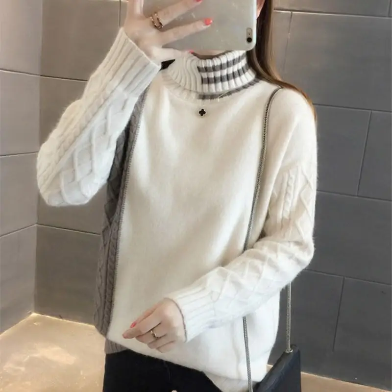 Winter Thick Women Turtleneck Sweater Fashion Winter Patchwork Knitted Pullover Warm Sweater Casual Long Sleeve Jumper
Winter Thick Women Turtleneck Sweater Fashion Winter Patchwork Knitted Pullover Warm Sweater Casual Long Sleeve Jumper