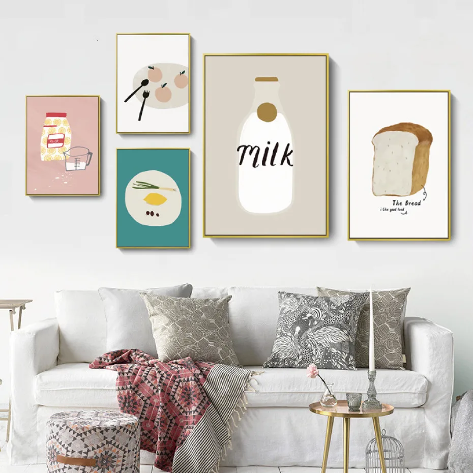 Cartoon Breakfast Food Bread Milk Fruit Canvas Painting Wall Art Picture Poster And Print For Nursery Kitchen Home Decoration
Cartoon Breakfast Food Bread Milk Fruit Canvas Painting Wall Art Picture Poster And Print For Nursery Kitchen Home Decoration