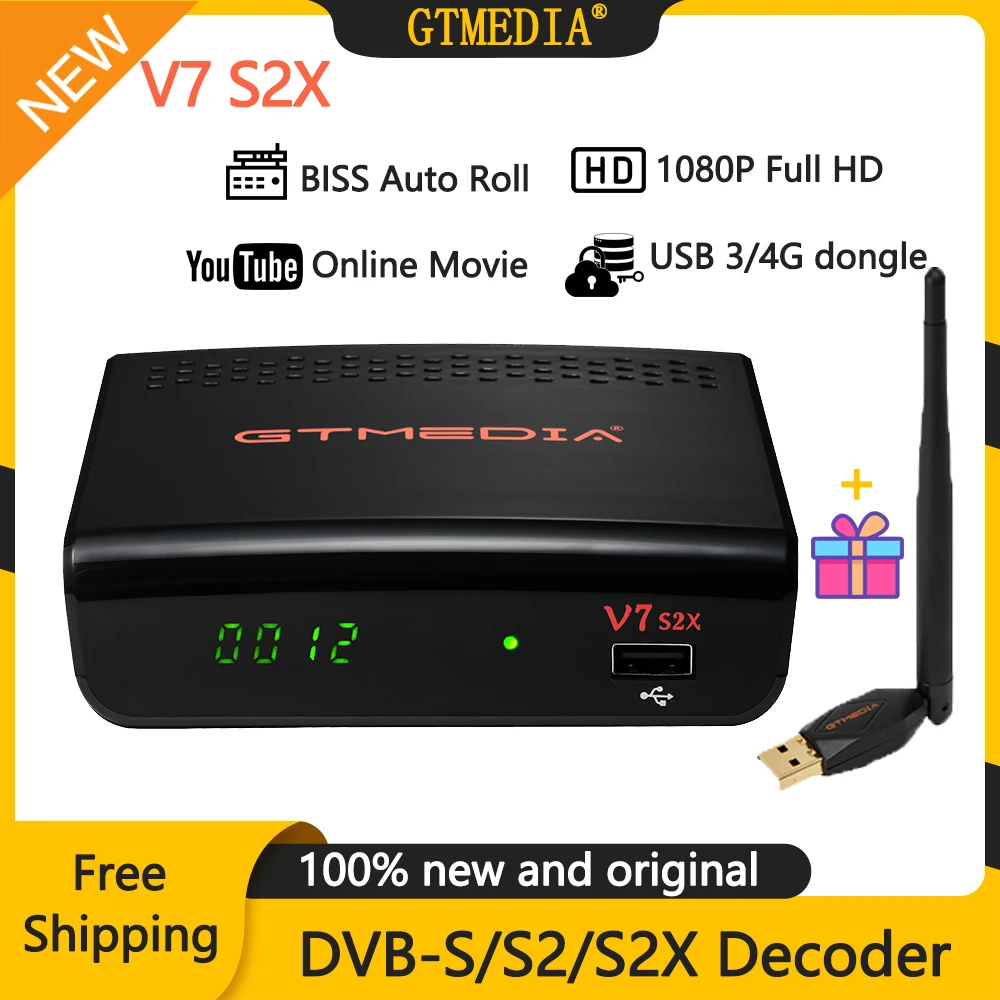 New GTMEDIA V7 S2X Decoder DVB-S2X Digital Satellite TV Receiver 1080P FHD Receptor Tuner With USB Wi-Fi CCam PK V7S Set Top Box
New GTMEDIA V7 S2X Decoder DVB-S2X Digital Satellite TV Receiver 1080P FHD Receptor Tuner With USB Wi-Fi CCam PK V7S Set Top Box