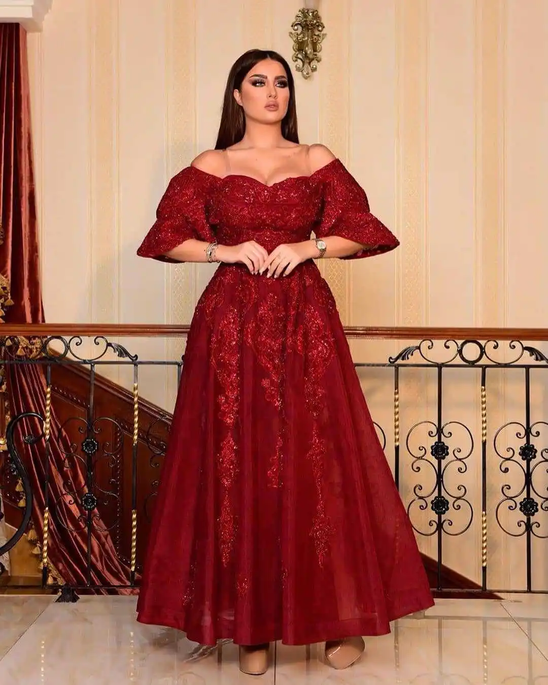 Hot Sale Wedding Red Sexy Double Split Formal Evening Short Sleeve Dress Sexy Off Shoulder Red Long Dresses Elegant
Hot Sale Wedding Red Sexy Double Split Formal Evening Short Sleeve Dress Sexy Off Shoulder Red Long Dresses Elegant
