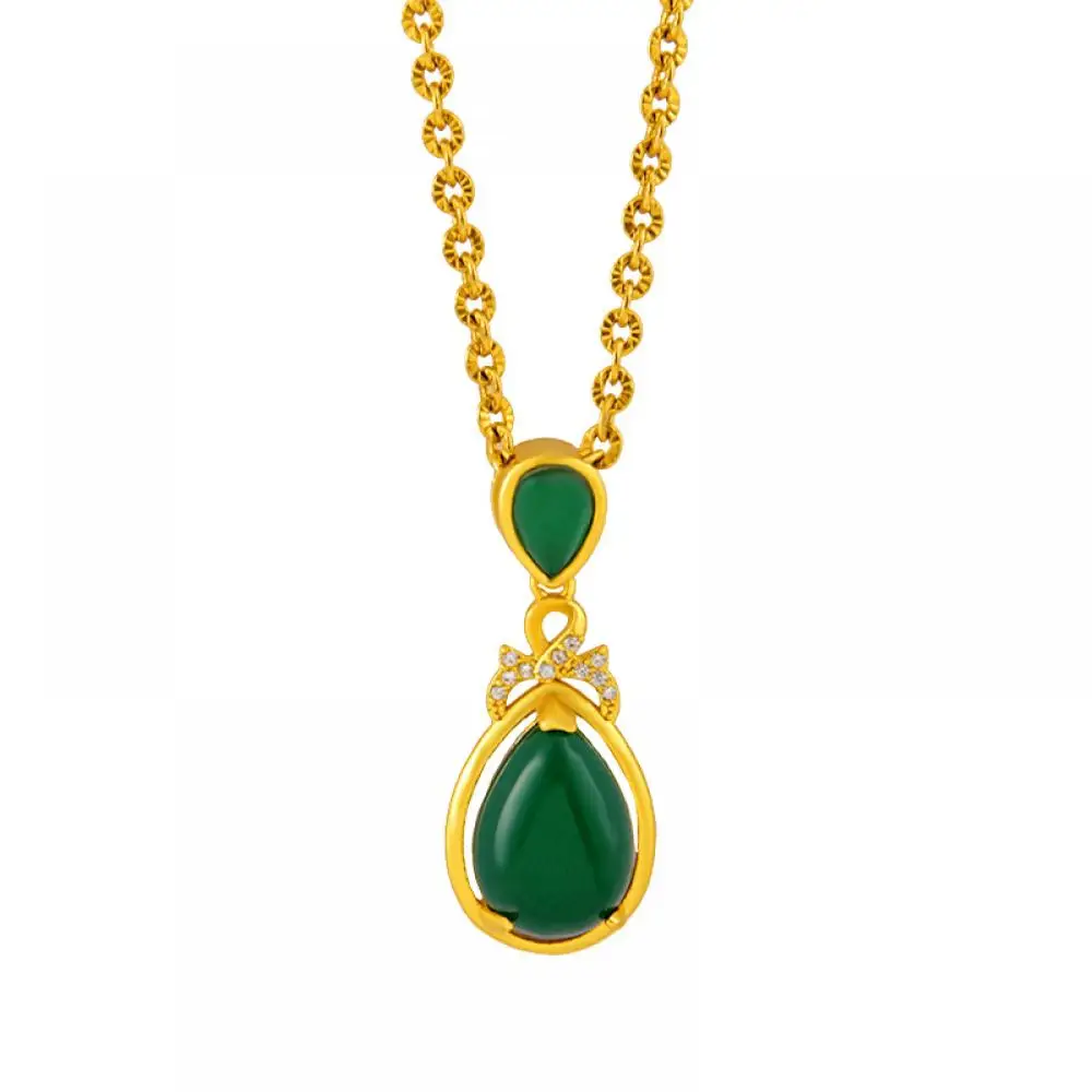 HOYON 24K pure Gold color Female Chalcedony Drop Shape Pendant Necklace for women Inlaid Zircon Fashion Pendant Jewelry
HOYON 24K pure Gold color Female Chalcedony Drop Shape Pendant Necklace for women Inlaid Zircon Fashion Pendant Jewelry