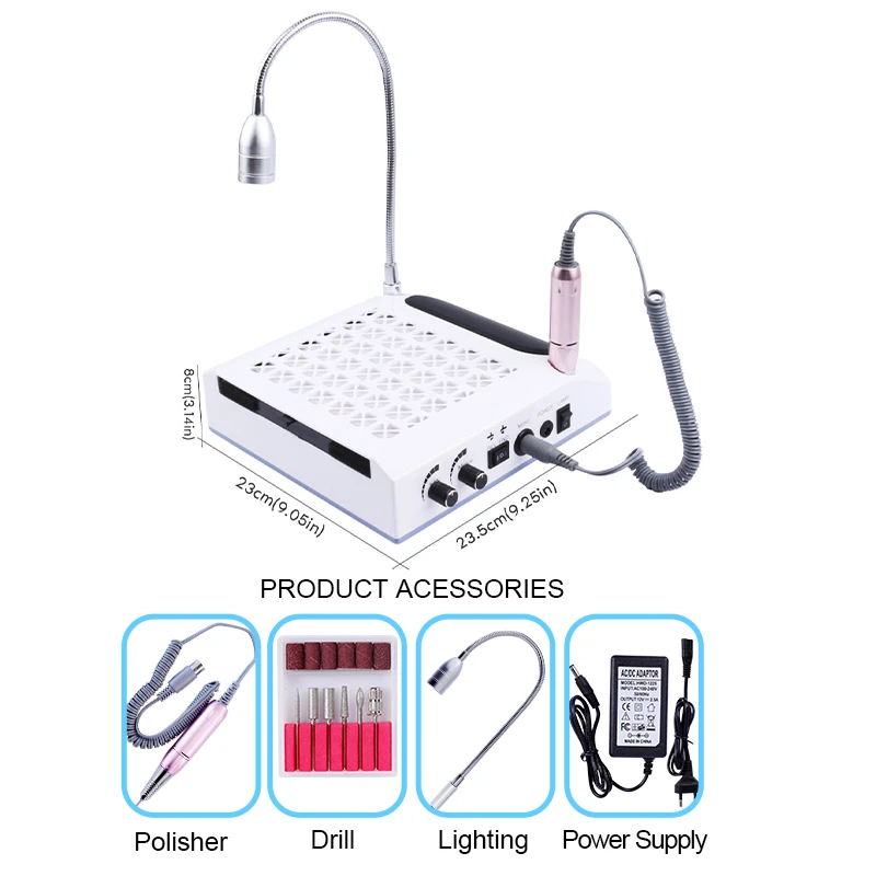 4 IN 1 Nail Vacuum Cleaner Mill for manicure with Extractor Fan Lamp for Manicure 3000RPM Nail drill Art Salon Manicure machine
4 IN 1 Nail Vacuum Cleaner Mill for manicure with Extractor Fan Lamp for Manicure 3000RPM Nail drill Art Salon Manicure machine
