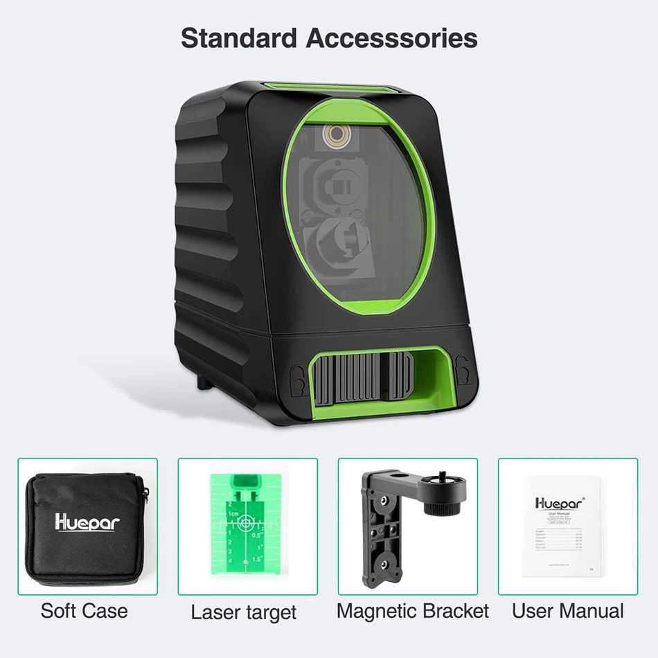 Huepar 150ft/45m Зеленый Лазерный Уровень BOX-1G 
Huepar 150ft/45m Зеленый Лазерный Уровень BOX-1G