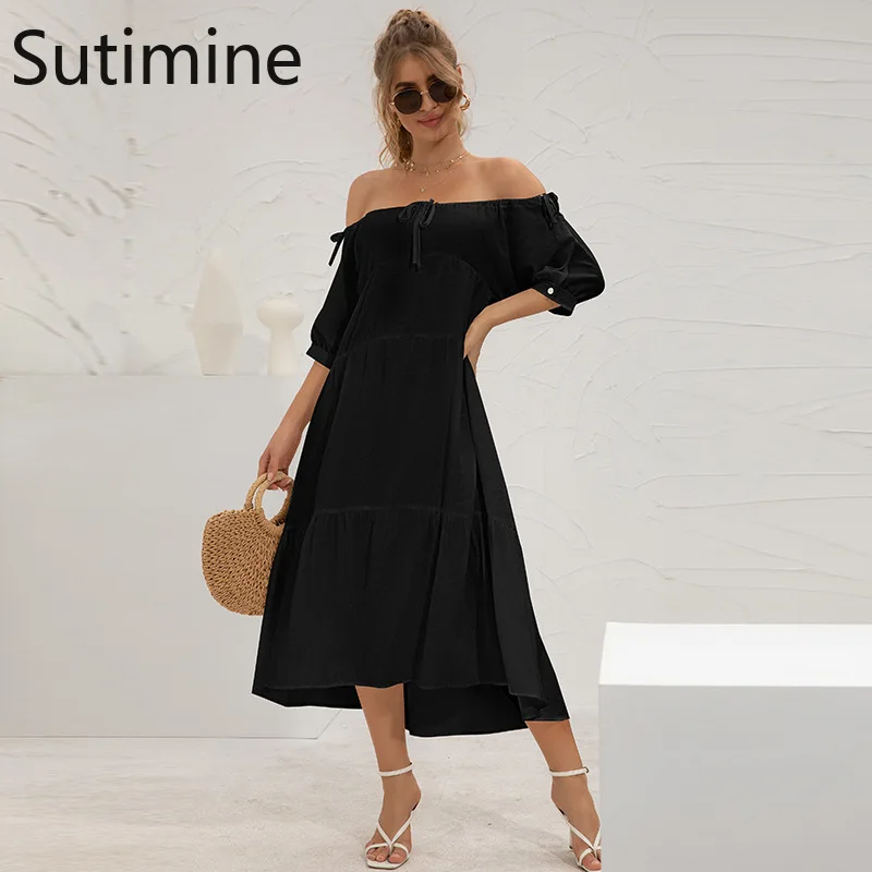 Women Summer Dresses Bandage Slash Neck Off Shouder Solid Vestidos 2021 Elengant A-line High Waist Dress Robe Femme Long Dress
Women Summer Dresses Bandage Slash Neck Off Shouder Solid Vestidos 2021 Elengant A-line High Waist Dress Robe Femme Long Dress