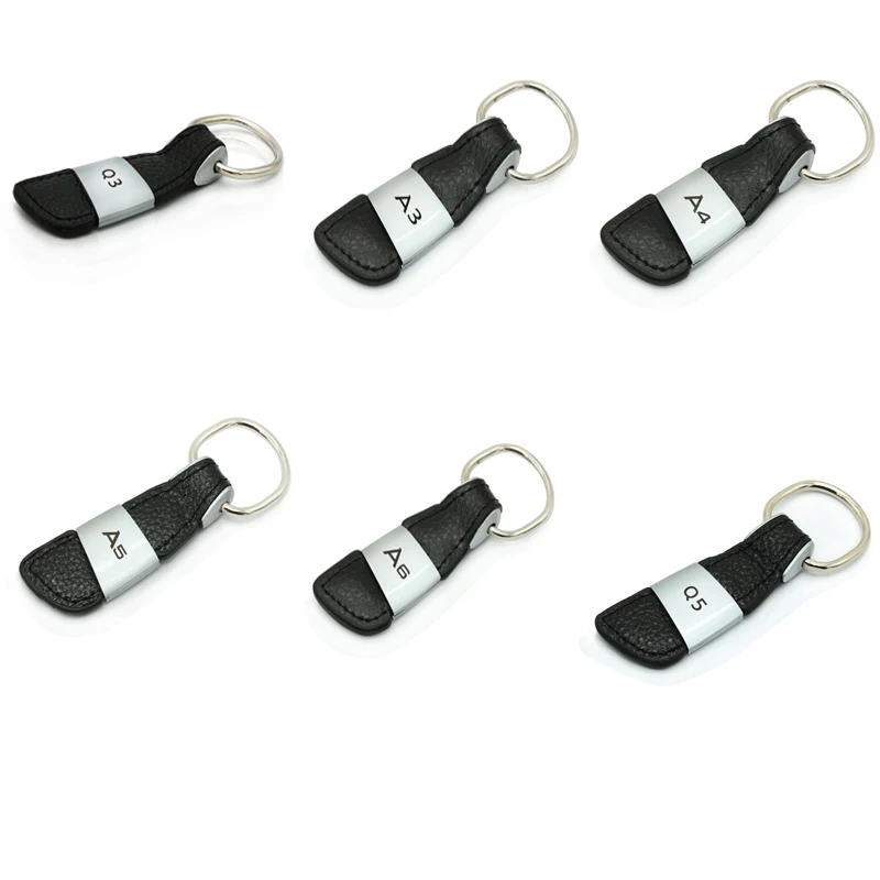 

1pcs Car Styling Car Emblem Leather/Metal Key Chain Ring Removable Keychain for Audi A3 A4 A5 A6 Q5 Q3 With Logo Keyring Keyfob