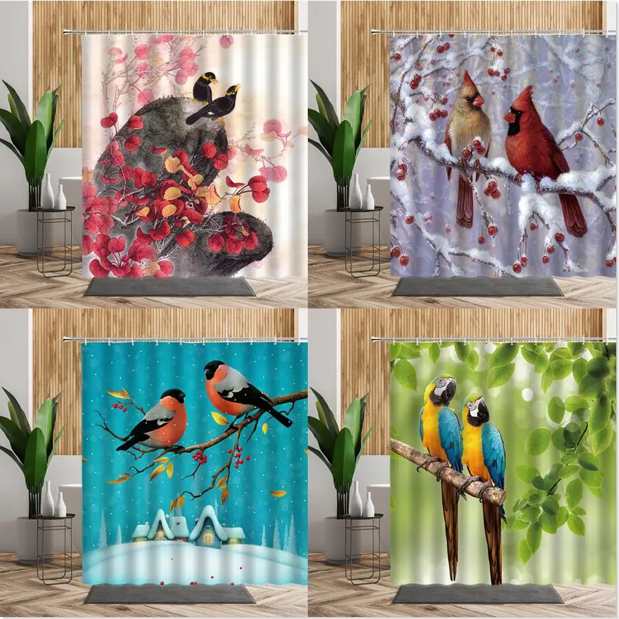 Flower Birds Bathroom Shower Curtain Set Floral Scenery Painting Bath Decor Accessories 3D Waterproof Fabric Curtains With Hooks
Flower Birds Bathroom Shower Curtain Set Floral Scenery Painting Bath Decor Accessories 3D Waterproof Fabric Curtains With Hooks