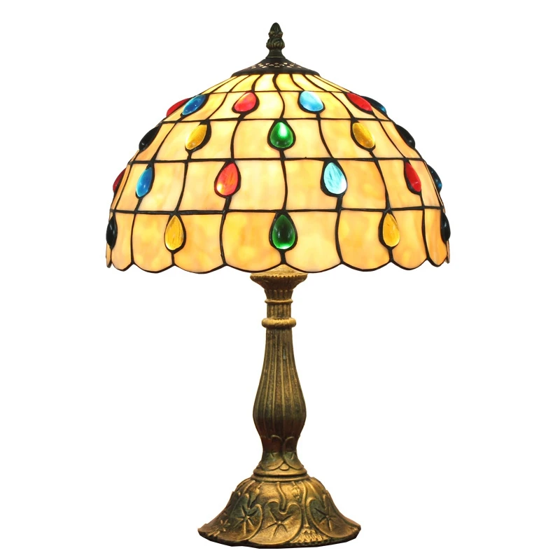 12 inches European simple colored bead Tiffany glass lamp Bedroom bedside lamp DIA30CM Alloy base LED desk lamp
12 inches European simple colored bead Tiffany glass lamp Bedroom bedside lamp DIA30CM Alloy base LED desk lamp