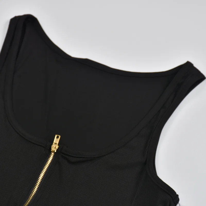 2021 Skinny Summer Mini Dress For Women Sleeveless O Neck Solid Black Front Zipper Casual Street Outfits Female Dresses 
2021 Skinny Summer Mini Dress For Women Sleeveless O Neck Solid Black Front Zipper Casual Street Outfits Female Dresses