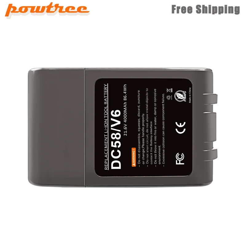 Powtree 21.6V 4000mAh Li-ion Battery Replacement for Dyson Batteries V6 DC61 DC62 DC72 DC58 DC59 DC72 DC74 965874-02
Powtree 21.6V 4000mAh Li-ion Battery Replacement for Dyson Batteries V6 DC61 DC62 DC72 DC58 DC59 DC72 DC74 965874-02