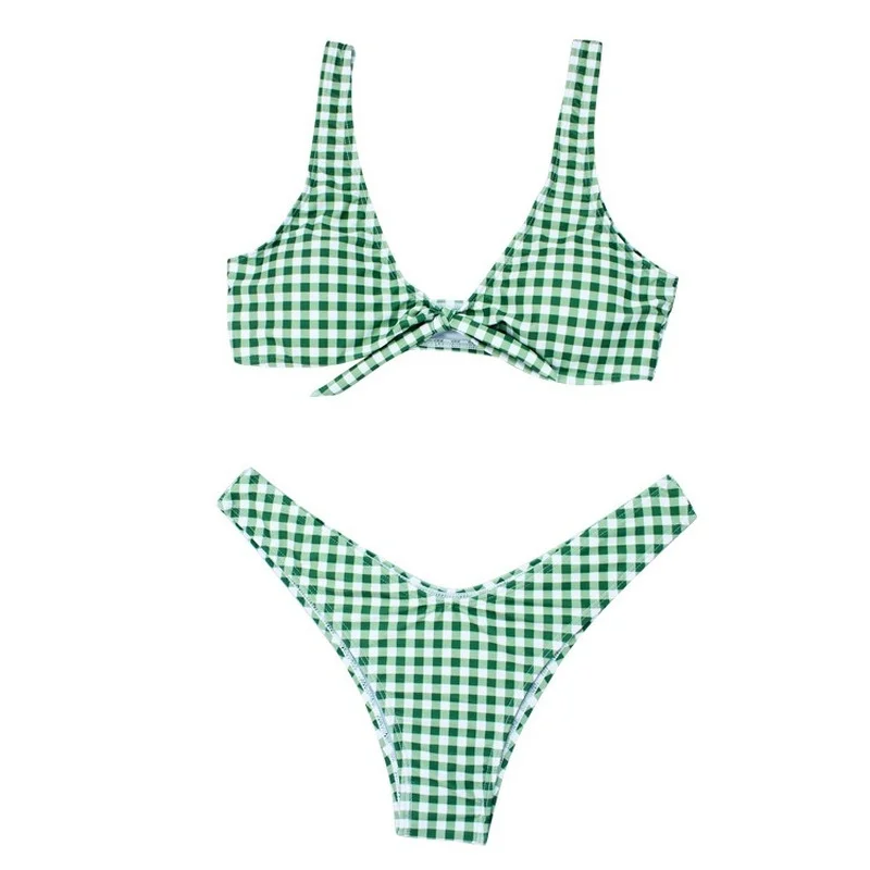 2021 Sexy Front Knotted Bikini Women's Swimsuit with Chest Pad Gather 2 Peice Set Wire Free Plaid
2021 Sexy Front Knotted Bikini Women's Swimsuit with Chest Pad Gather 2 Peice Set Wire Free Plaid