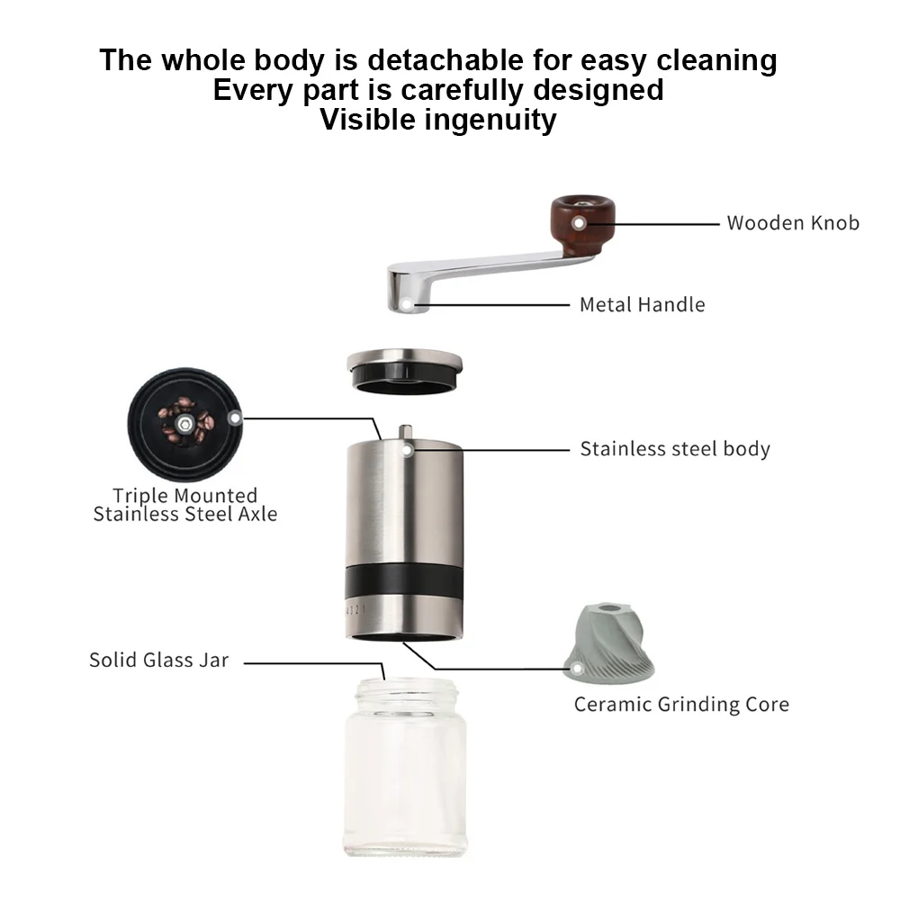 New Hand Coffee Grinder Stainless Steel Manual Grinder Machine Easy Clean Kitchen Tools Adjustable Handmade Coffee Bean Mill
New Hand Coffee Grinder Stainless Steel Manual Grinder Machine Easy Clean Kitchen Tools Adjustable Handmade Coffee Bean Mill