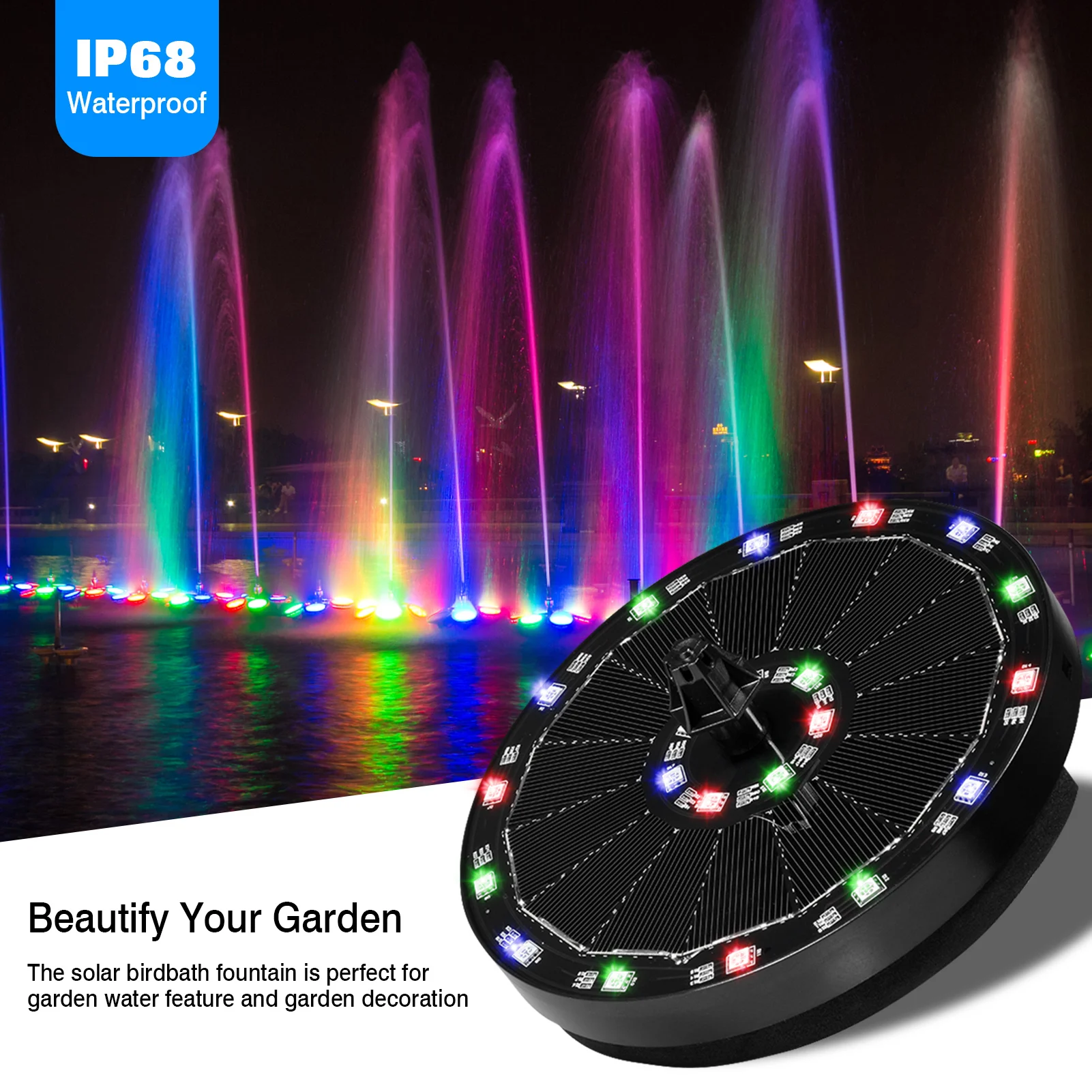 7V/3.5W Solar Fountain Gorgeous Colorful LED Lights Marquee Floating Swimming Pools Fountain Birdbath Garden Backyard Decoration
7V/3.5W Solar Fountain Gorgeous Colorful LED Lights Marquee Floating Swimming Pools Fountain Birdbath Garden Backyard Decoration
