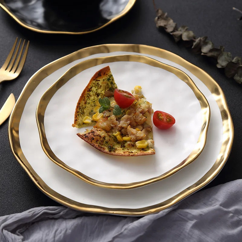 Nordic ceramic plate Fruit salad Dessert christmas plates gold plates black porcelain dinner sets Party round trays decorative
Nordic ceramic plate Fruit salad Dessert christmas plates gold plates black porcelain dinner sets Party round trays decorative