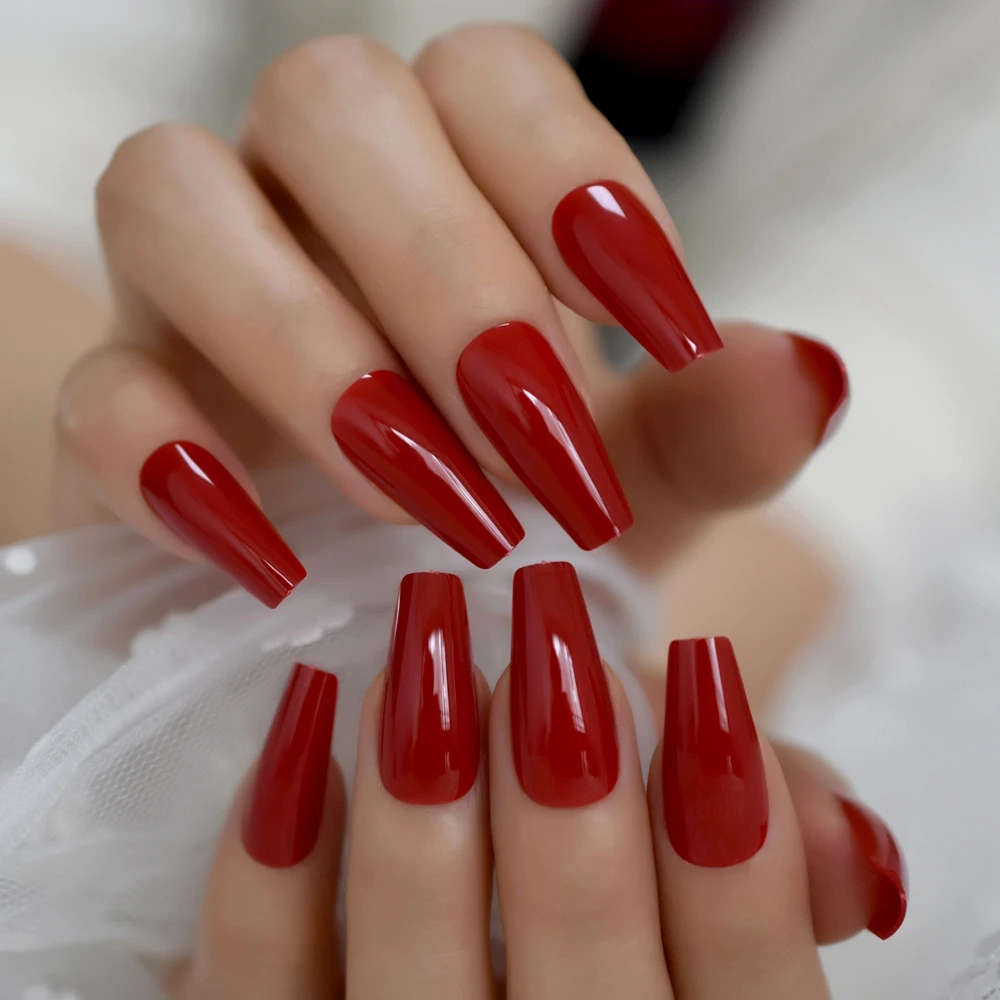 24pcs Gorgeous Long Ruby-red Press on False Nails Coffin Ballerina UV Fake Nails Fingersnails with Adhesive Tapes
24pcs Gorgeous Long Ruby-red Press on False Nails Coffin Ballerina UV Fake Nails Fingersnails with Adhesive Tapes