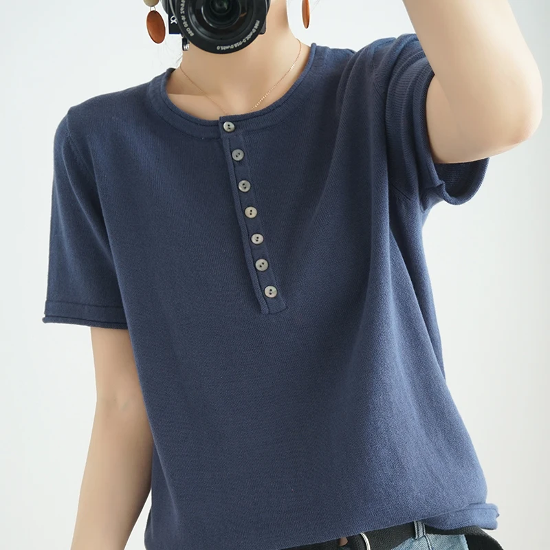 Europe And The United States Popular Spring Summer 100% Cotton Knitted Short-Sleeved T-Shirt Female Loose Oversize O-Neck Jumper
Europe And The United States Popular Spring Summer 100% Cotton Knitted Short-Sleeved T-Shirt Female Loose Oversize O-Neck Jumper