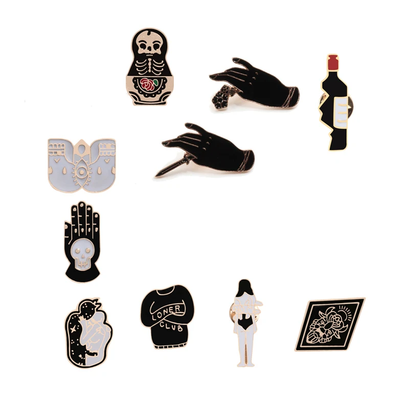 Fashion Witch Enamel Pins Wizard Hat Hand Skull Doll Cartoon Brooches Clothes Denim Lapel Pin Bag Badges Punk Jewelry for Women
Fashion Witch Enamel Pins Wizard Hat Hand Skull Doll Cartoon Brooches Clothes Denim Lapel Pin Bag Badges Punk Jewelry for Women