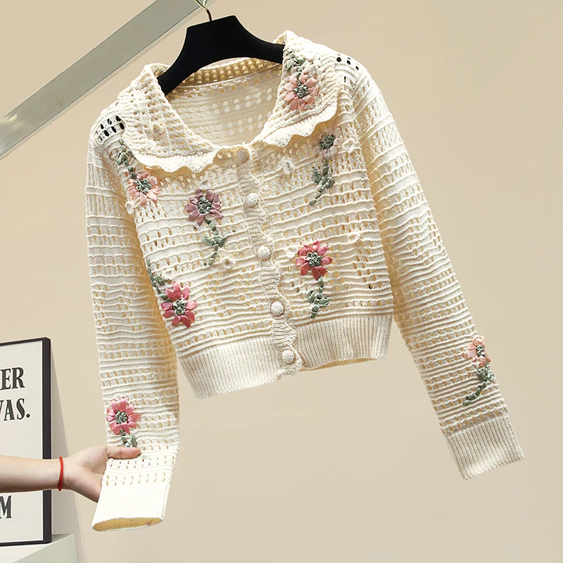 Chenille Embroidery Flower Women Sweaters 2021 Autumn Short Knitted Cardigans Single-breasted Loose Long Sleeve Female Knitwear
Chenille Embroidery Flower Women Sweaters 2021 Autumn Short Knitted Cardigans Single-breasted Loose Long Sleeve Female Knitwear