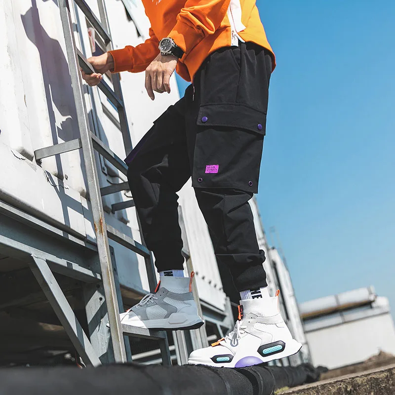 Autumn New Multi Pockets Cargo Pants Men Drawstring Waist Purple Joggers Trousers Black Streetwear Sweat Pants
Autumn New Multi Pockets Cargo Pants Men Drawstring Waist Purple Joggers Trousers Black Streetwear Sweat Pants