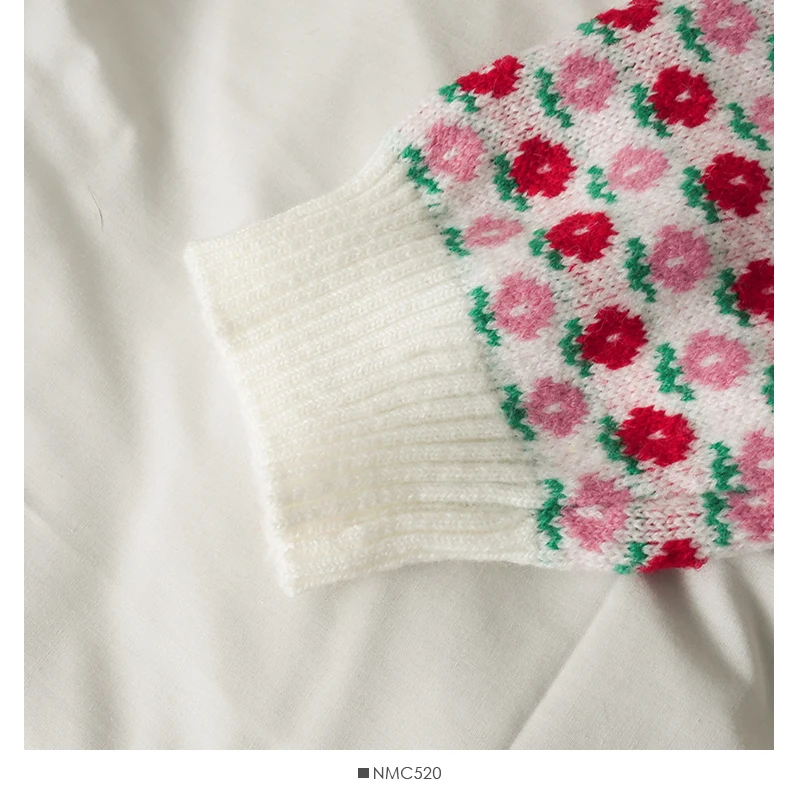 2021 autumn sweet style color matching round neck single-breasted long-sleeved sweater women's new printed loose knit sweater
2021 autumn sweet style color matching round neck single-breasted long-sleeved sweater women's new printed loose knit sweater