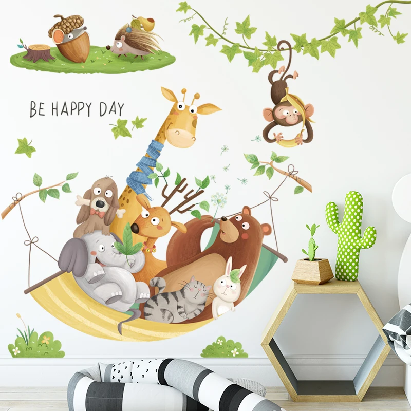 Happy Animals Hammock Wall Sticker for Nursery Kids rooms Wall Decor Eco-friendly Vinyl Wall Decals Art Murals Home Decoration
Happy Animals Hammock Wall Sticker for Nursery Kids rooms Wall Decor Eco-friendly Vinyl Wall Decals Art Murals Home Decoration