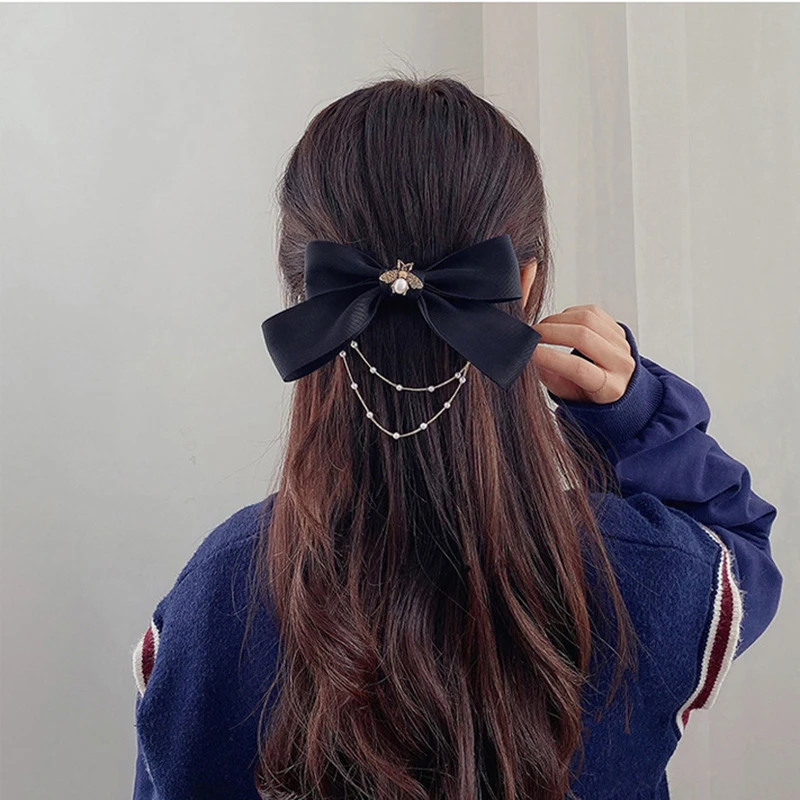 New Bow Pearls Chain Barrettes Hairpins For Women Rhinestone Spring Hair Clips Ribbon Headband Ponytail Hair Accessories
New Bow Pearls Chain Barrettes Hairpins For Women Rhinestone Spring Hair Clips Ribbon Headband Ponytail Hair Accessories