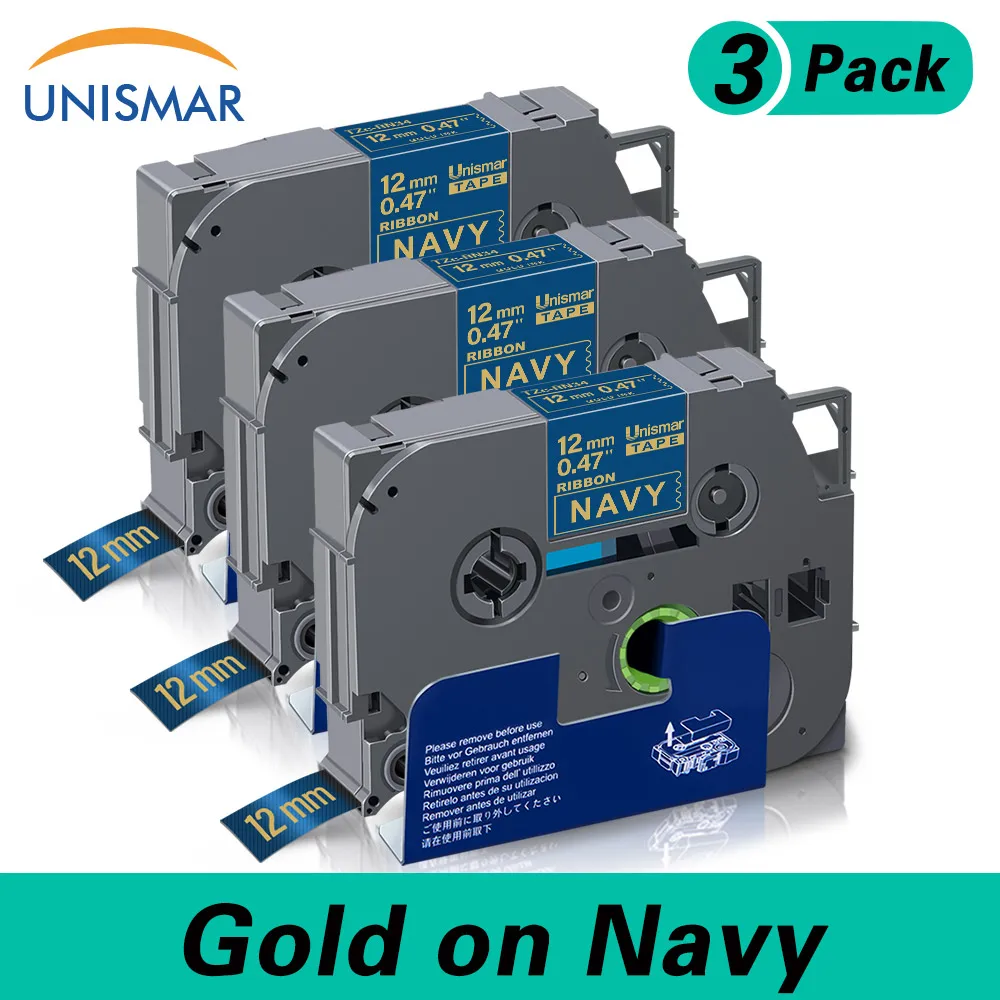 Unismar 3PK 12mm Satin Ribbon Label Tape for Brother RN34 Gold on Navy Label Ribbon Compatible for Brother P-touch Label Maker
Unismar 3PK 12mm Satin Ribbon Label Tape for Brother RN34 Gold on Navy Label Ribbon Compatible for Brother P-touch Label Maker