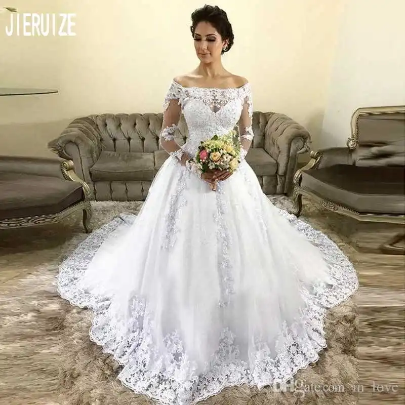 JIERUIZE Vintage Off Shoulder Wedding Dresses Boat Neck Long Sleeve Bridal Gowns Lace Appliques Wedding Gowns robe de mariée
JIERUIZE Vintage Off Shoulder Wedding Dresses Boat Neck Long Sleeve Bridal Gowns Lace Appliques Wedding Gowns robe de mariée