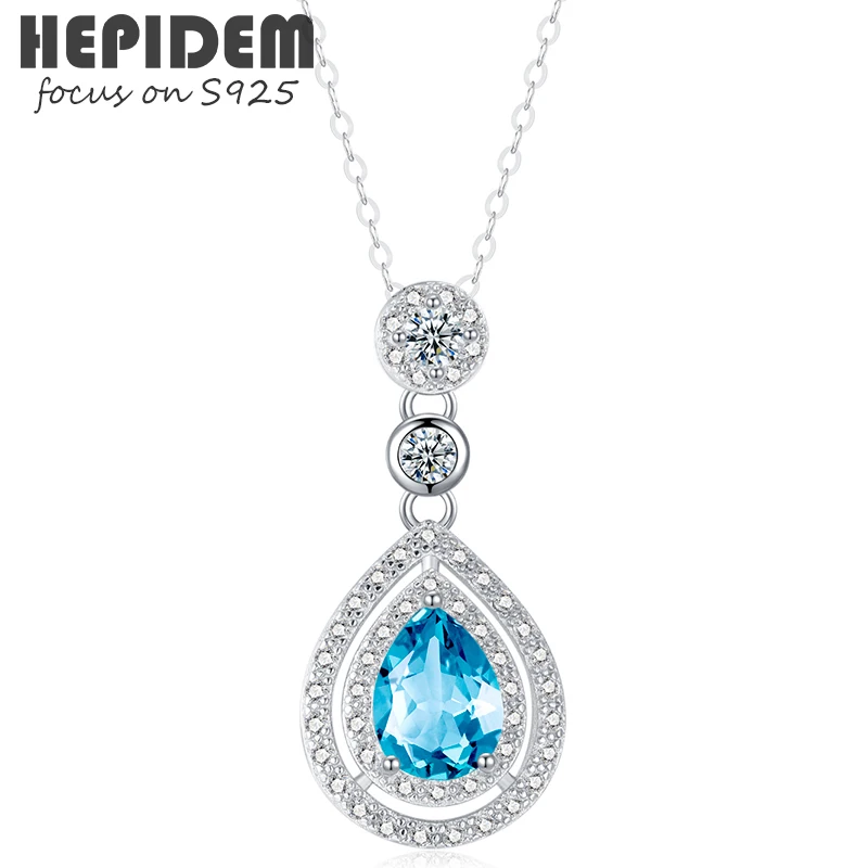 HEPIDEM 100% Topaz S925 Pendant Necklace for Women Silver 925 Sterling Blue Stone Gemstone Choker Statement with Chain 7005
HEPIDEM 100% Topaz S925 Pendant Necklace for Women Silver 925 Sterling Blue Stone Gemstone Choker Statement with Chain 7005