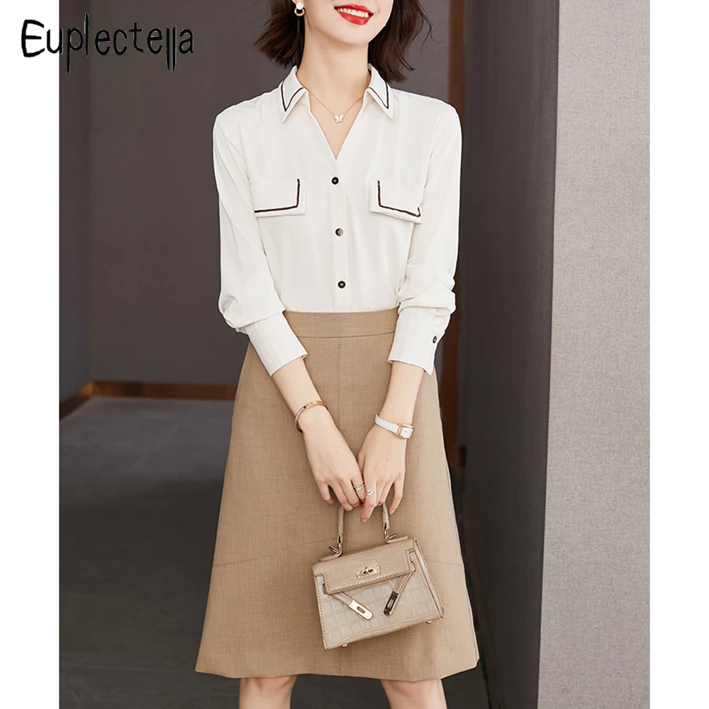 Spring Latest Chiffon Women Shirts V-neck Design Long Sleeve Thin Shirt Solid Color Blouses Tops Temperament Businesswear
Spring Latest Chiffon Women Shirts V-neck Design Long Sleeve Thin Shirt Solid Color Blouses Tops Temperament Businesswear